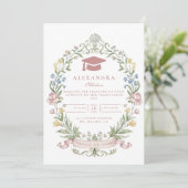 Classic Floral Wreath Graduation Kaart (Staand voorkant)