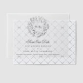 Classic Floral Wreath Monogram Save the Date Vellum Uitnodigingen (Offset (Uitnodiging))