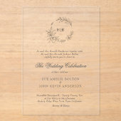 Classic Floral Wreath Monogram Wedding Acryl Uitnodigingen (Voorkant)