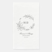 Classic Floral Wreath Monogram Wedding Servet (Voorkant)