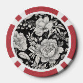 Classic Floral Zwart-wit Vintage Poker Chips (Achterkant)