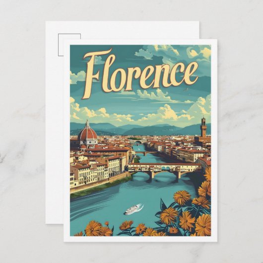 Classic Florence Italië Retro Vintage Reizen Briefkaart (Voorkant / Achterkant)