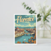 Classic Florence Italië Retro Vintage Reizen Briefkaart (Staand voorkant)