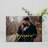 Classic Flourish | Foto Rejoice Folie Feestdagenkaart (Staand Voorkant)