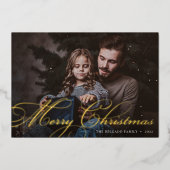 Classic Flourish | Kerstafoto Merry Folie Feestdagenkaart (Voorkant)