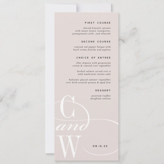 Classic Flourish Monogram Menu Kaart (Voorkant)