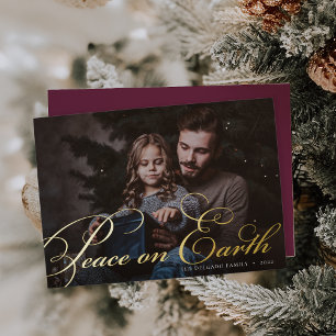 Classic Flourish   Vrede op aarde Foto Folie Feestdagenkaart