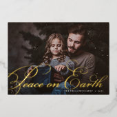 Classic Flourish | Vrede op aarde Foto Folie Feestdagenkaart (Voorkant)