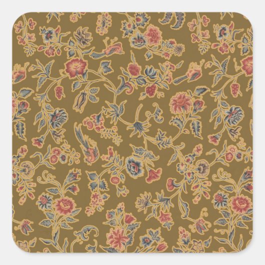 Classic Flower Chintz  zacht bloemontwerp Vierkante Sticker (Voorkant)