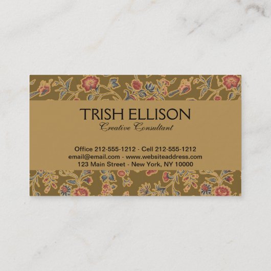 Classic Flower Chintz  zacht bloemontwerp Visitekaartje (Achterkant)