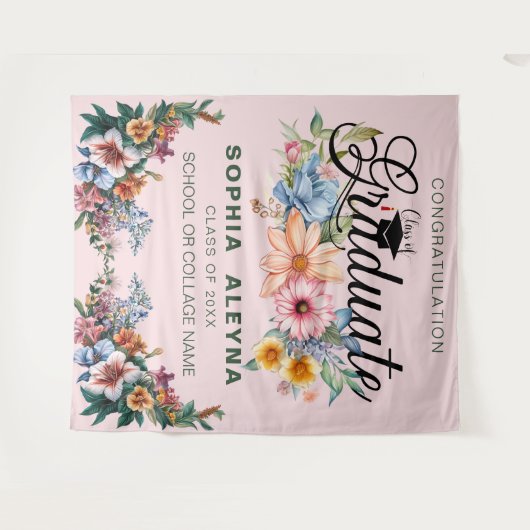 Classic Flower Garden Afstuderen Wandkleed (Voorkant (horizontaal))