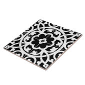 Classic Flower Line Art Floral Black & White Tegeltje (Zijkant)