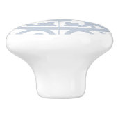 Classic Flower Line Art Floral Pastel Blauw & Wit Keramische Knop (Zijkant)