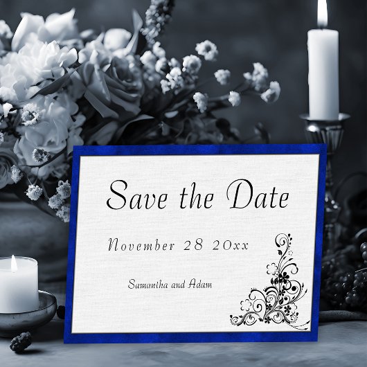 Classic Fluweel Lijst Blauw en Wit Bruiloft Save The Date
