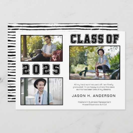 Classic Font 3 Foto Afstuderen Aankondiging (Voorkant / Achterkant)