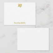 Classic Font Gold Text Calligraphy Monogram Name Notitiekaartje (Voorkant / Achterkant)