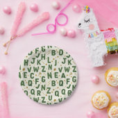 Classic Forest Green Alphabet Papieren Bordje (Feest)