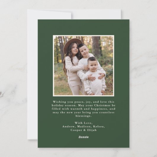 Classic Forest Green Double Border Frame 2 Photo Feestdagenkaart (Achterkant)