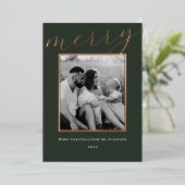 Classic Forest Green en Gold Lijst Familiefoto Folie Feestdagenkaart (Staand Voorkant)