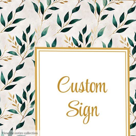 Classic Forest Green Gold Foliage Custom Poster