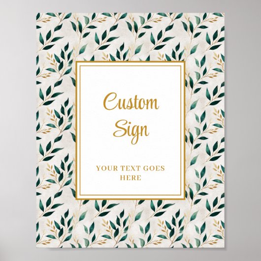 Classic Forest Green Gold Foliage Custom Poster (Voorkant)