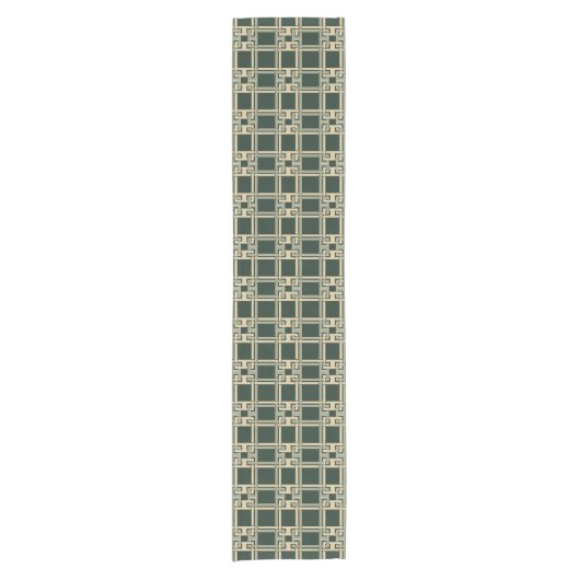Classic Forest Green Greek Key Pattern Korte Tafelloper (Voorkant)