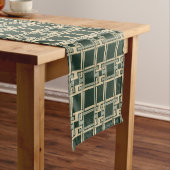 Classic Forest Green Greek Key Pattern Korte Tafelloper (Voorbeeld)