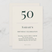 Classic Forest & Linen 50th Birthday Celebration Kaart (Voorkant / Achterkant)