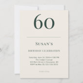 Classic Forest & Linen 60th Birthday Celebration Kaart (Voorkant)