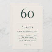 Classic Forest & Linen 60th Birthday Celebration Kaart (Voorkant / Achterkant)