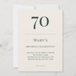 Classic Forest & Linen 70th Birthday Celebration Kaart