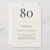 Classic Forest & Linen 80th Birthday Celebration Kaart (Voorkant)