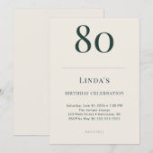 Classic Forest & Linen 80th Birthday Celebration Kaart (Voorkant / Achterkant)