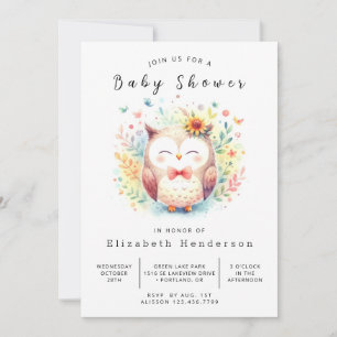Classic Forest Owl Baby shower Kaart