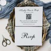 Classic Formal Black and White | QR Code Wedding RSVP Kaartje
