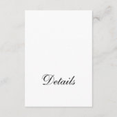 Classic Formal Black and White | Wedding Details Informatiekaartje (Achterkant)
