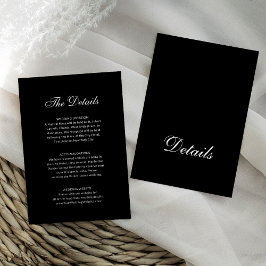 Classic Formal Black | Wedding Guest Details Informatiekaartje