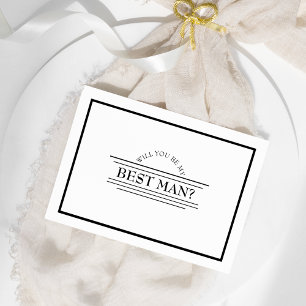 Classic Formal Black White Best Man-voorstel Kaart