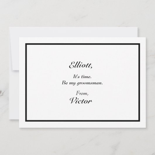 Classic Formal Black White Groomsman-voorstel Kaar Kaart (Achterkant)