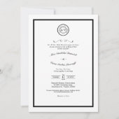 Classic Formal Black White Weddenemonogram Kaart (Voorkant)