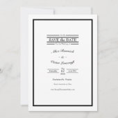 Classic Formal Black White Weddenemonogram Save The Date (Voorkant)