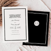Classic Formal Black White Weddenemonogram Save The Date