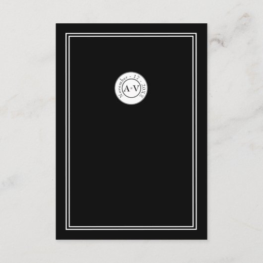 Classic Formal Black White Weddenschap - Gegevens Informatiekaartje (Achterkant)