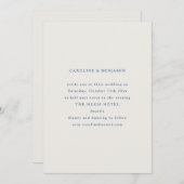 Classic Formal Blue and White Minimalist Wedding Kaart (Voorkant / Achterkant)