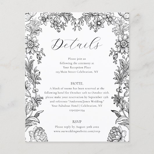 Classic Formal Botanical Details Enclosure Kaart (Voorkant)