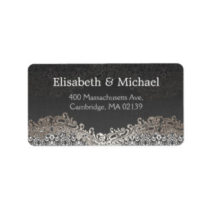 Classic Formal Elegant  Dark Silver Damask Etiket
