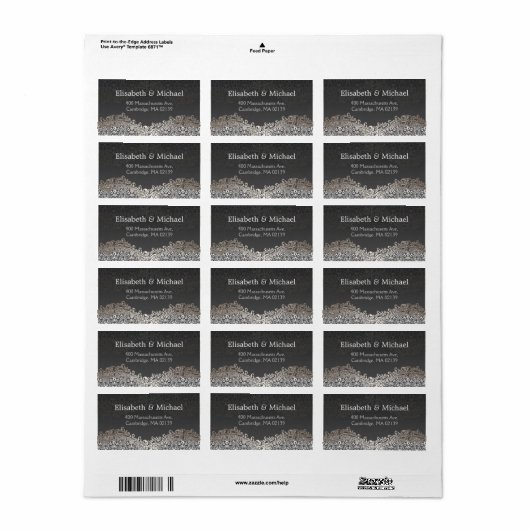 Classic Formal Elegant  Dark Silver Damask Etiket (Full Sheet)