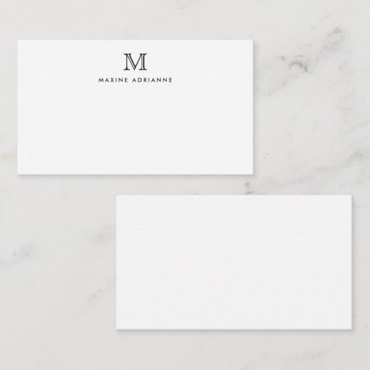 Classic Formal Elegant Typography Monogram Black N Notitiekaartje (Voorkant / Achterkant)
