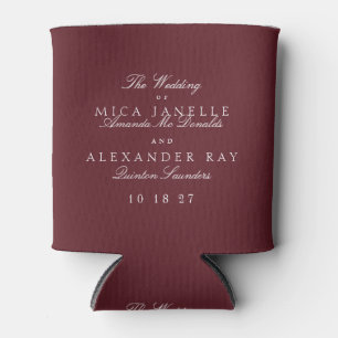 Classic Formal Maroon Bourgondië Wit Huwelijkscade Blikjeskoeler