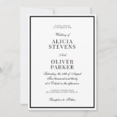 Classic formal minimal black and white wedding kaart (Voorkant)